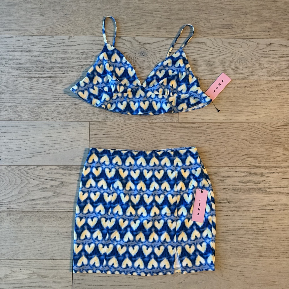 Lena Blue and Yellow Heart Mini Dress